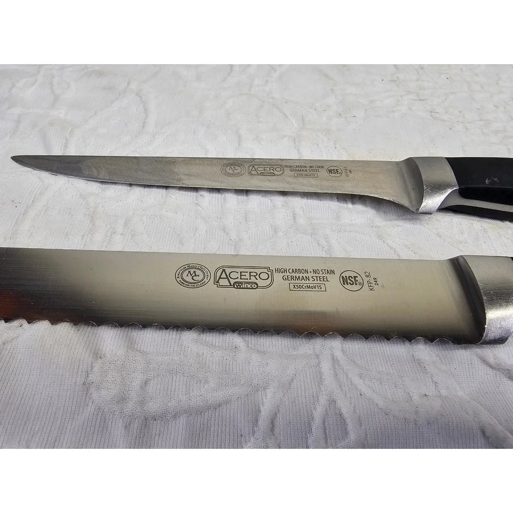 Winco Acero Knife Set Unisex OS Black Good German Steel KFP-82 KFP-61 2pc